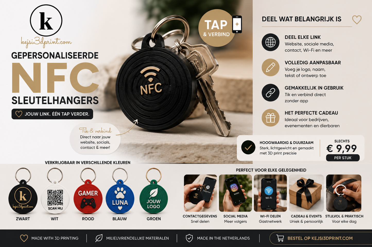 NFC Keychain β Personalized 3D Printed