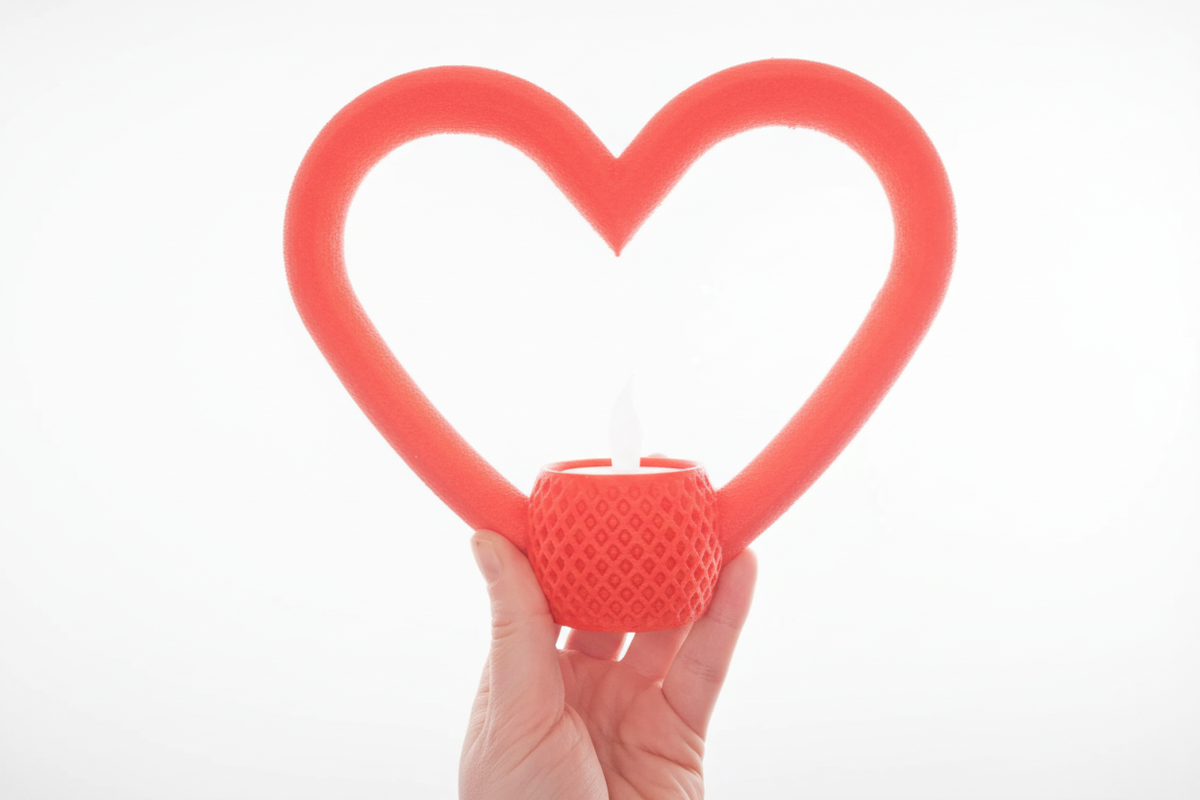 Hartvormige Kaarsenhouder – 3D Geprint Woondecoratie