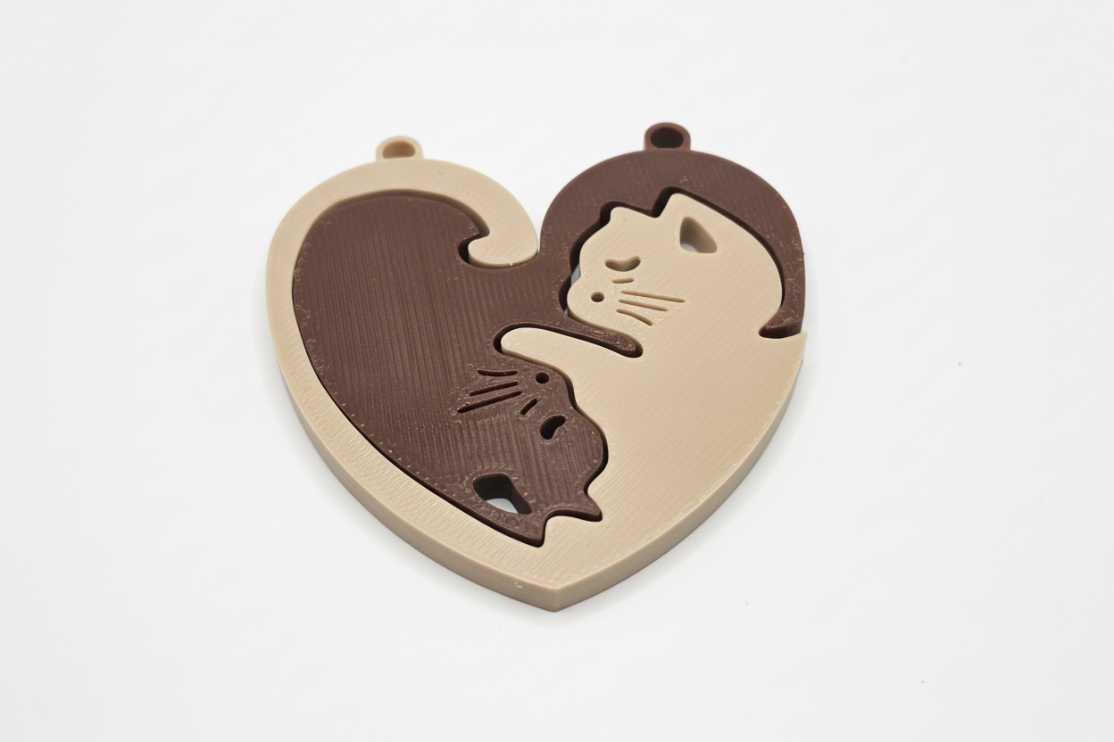 Double Cat Keychain – 3D Printed Eco-Friendly Accessory