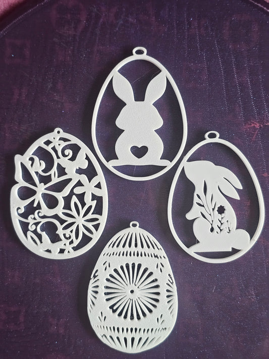 5 set Easter Egg Pendants with Rabbits – Easter Decorations for Windows and Home (Set)