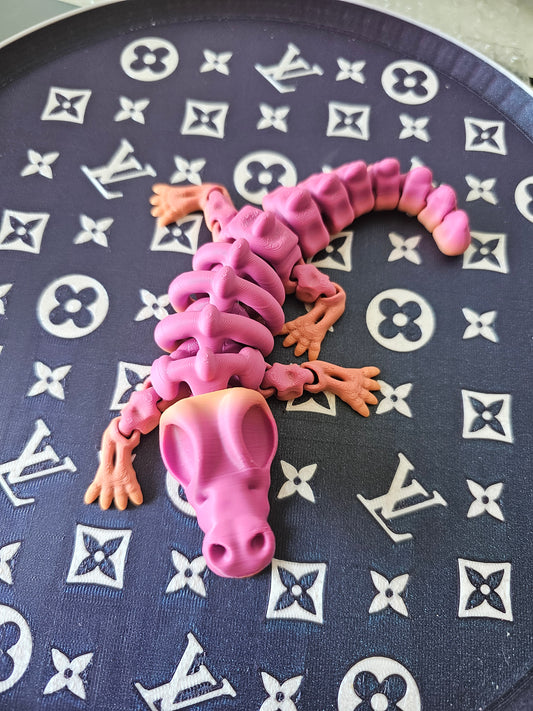 Flexi Skeleton Lizard 3D Print 17 cm – Articulated Fidget Toy | Gothic Desk Decor