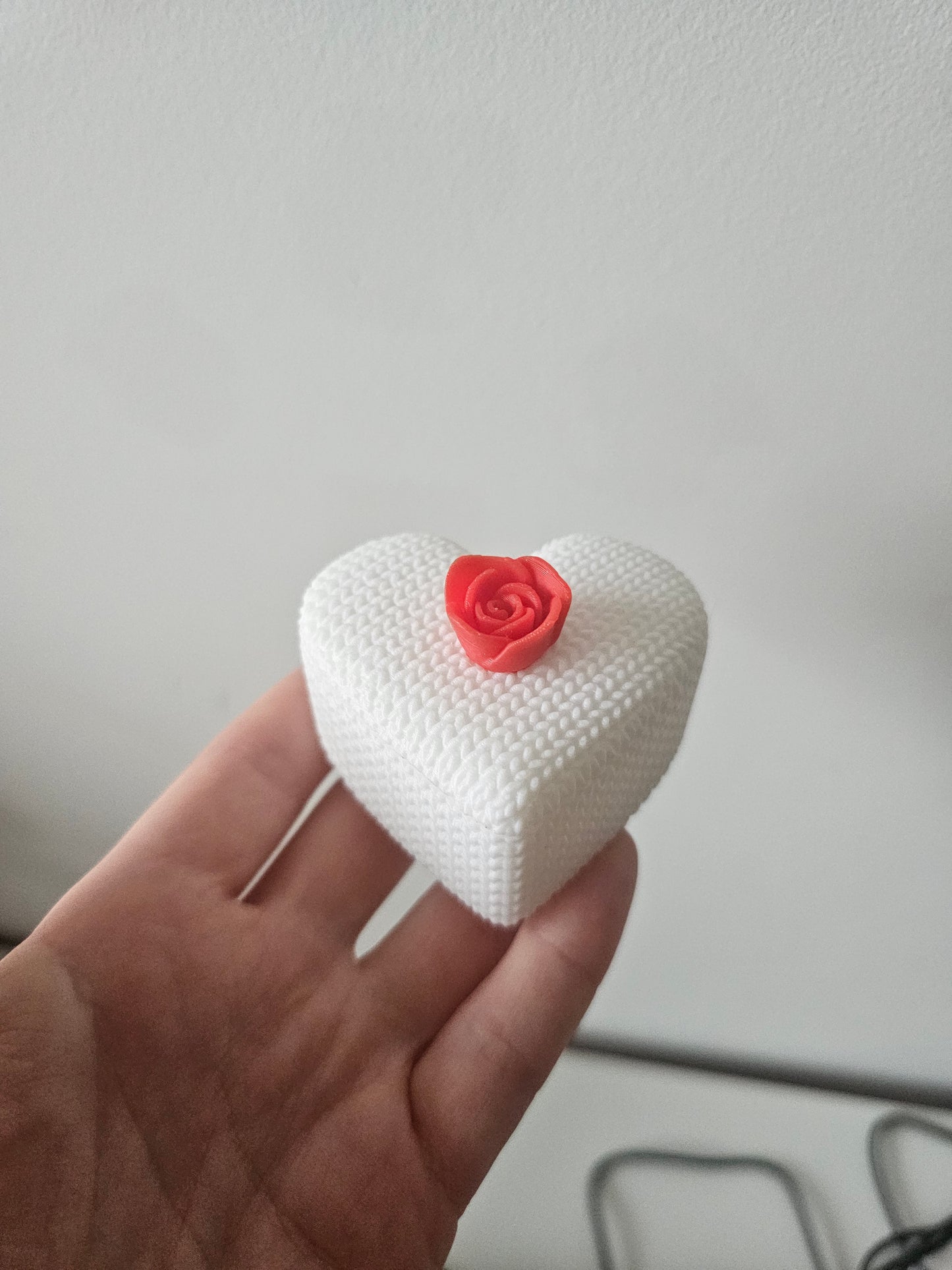 Heart Ring Box – 3D Printed Jewellery Gift Box with Rose | Valentine's & Wedding Decor