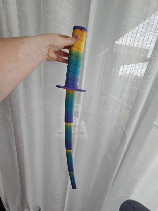 Rainbow Katana – 3D Printed Folding Toy Sword | Kids Cosplay & Play Accessory