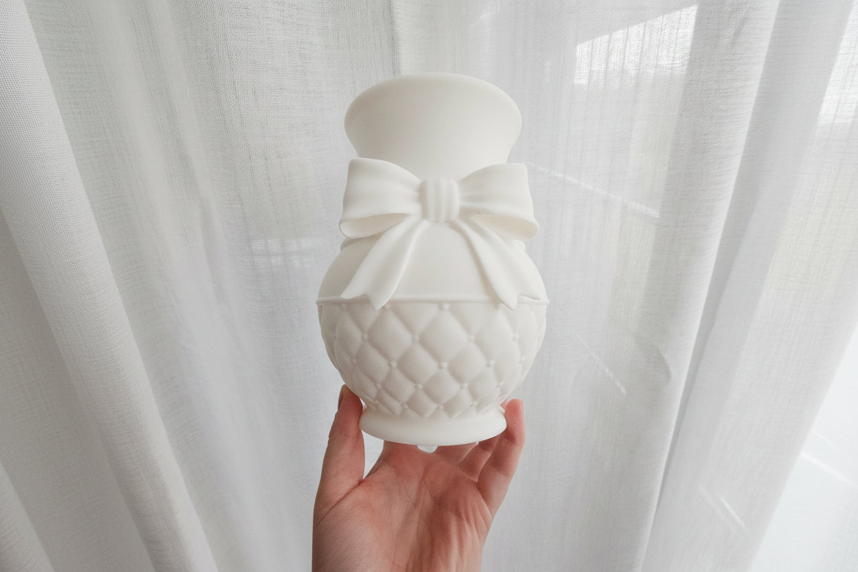 Bow Vase – 3D Printed Flower Vase with Ribbon Bow | White Coquette Home Decor