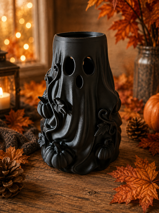 3D-geprinte Spook Vaas – Halloween Decoratie Zwart
