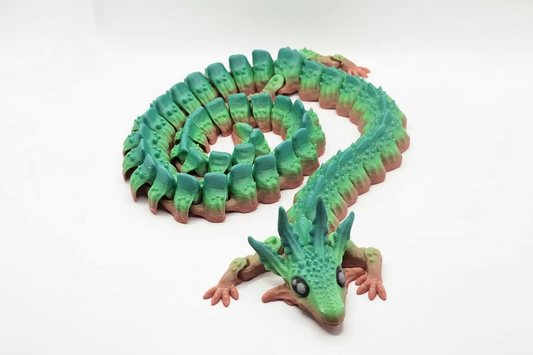 Green Flexi Dragon Figurine 70 cm – Articulated 3D Printed