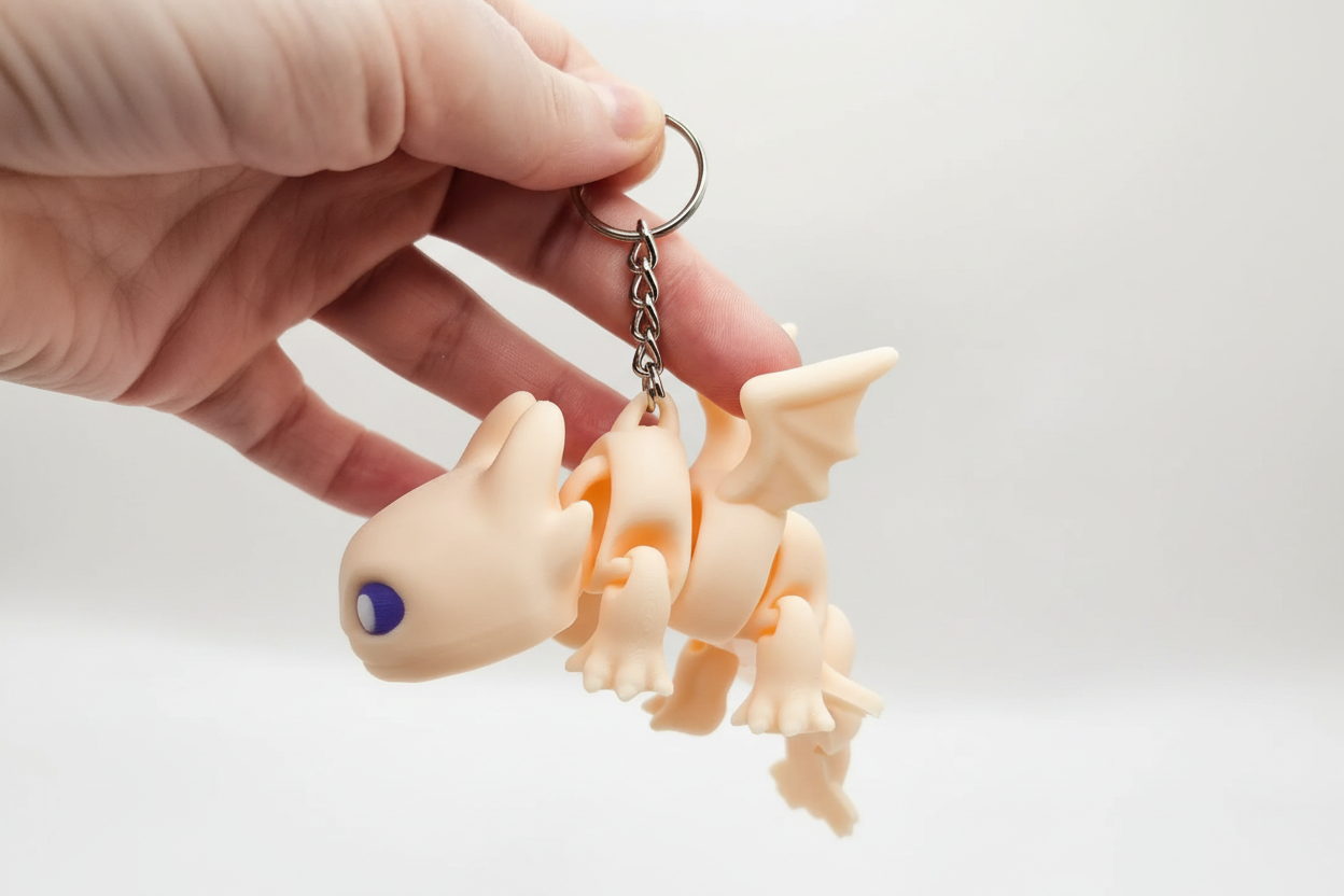 Light Fury Dragon Keychain 11 cm – 3D Printed Accessory