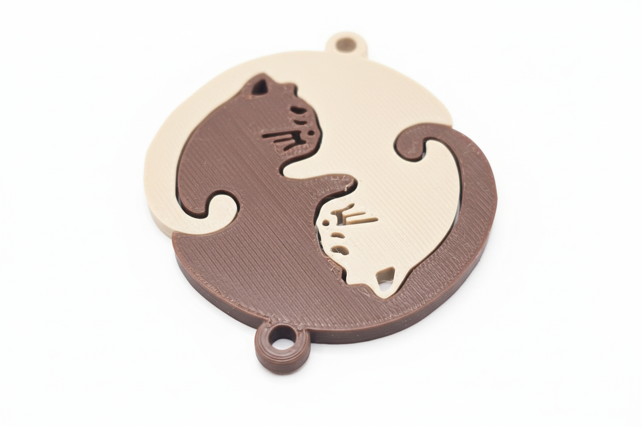 Double Cat Keychain – 3D Printed Eco-Friendly Accessory