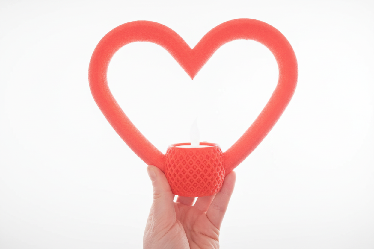 Heart-Shaped Candle Holder – 3D Printed Home Decor