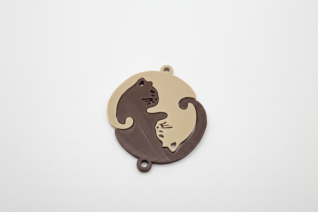 Double Cat Keychain – 3D Printed Eco-Friendly Accessory