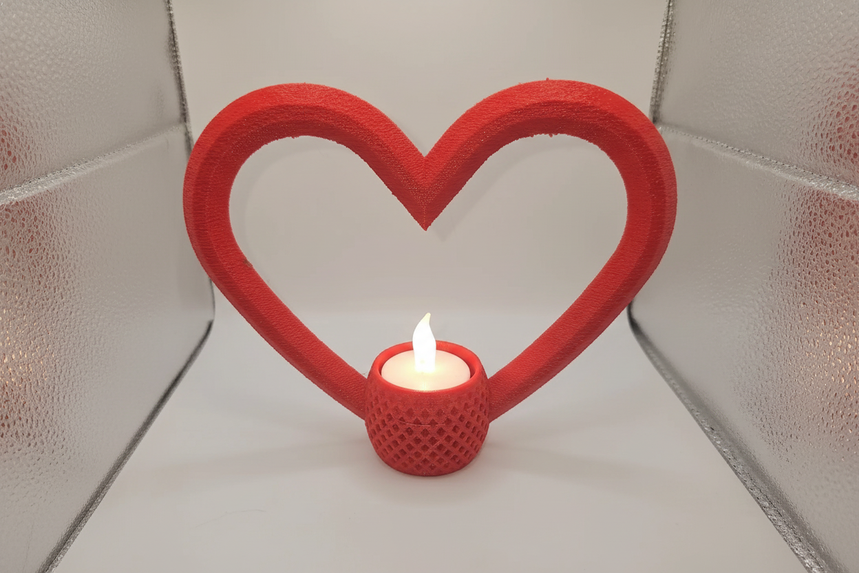 Heart-Shaped Candle Holder – 3D Printed Home Decor